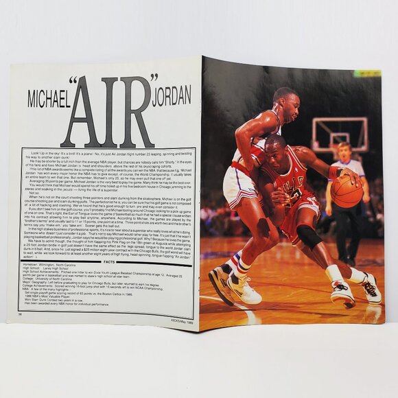 Michael Air Jordan Vintage Pull-Out Poster 1989 Chicago Bulls 80s Double Sided - Picture 5 of 10